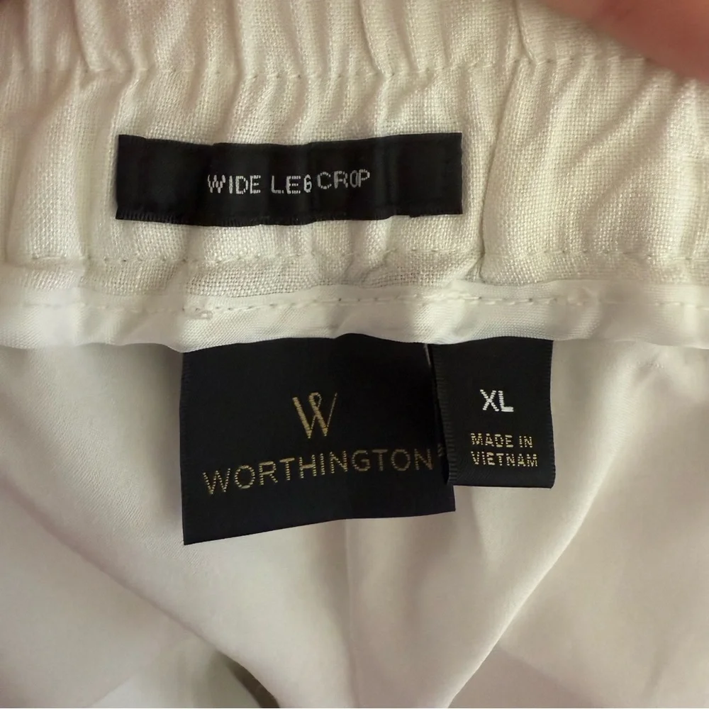 Womens Linen Wide Leg Pants XL White Minimalist Cropped‎ Breathable Coastal - Picture 6 of 13